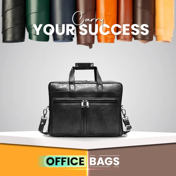 Professional black leather office bags for carrying success