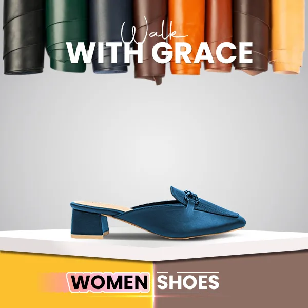 Stylish blue mule shoes for women to walk with grace