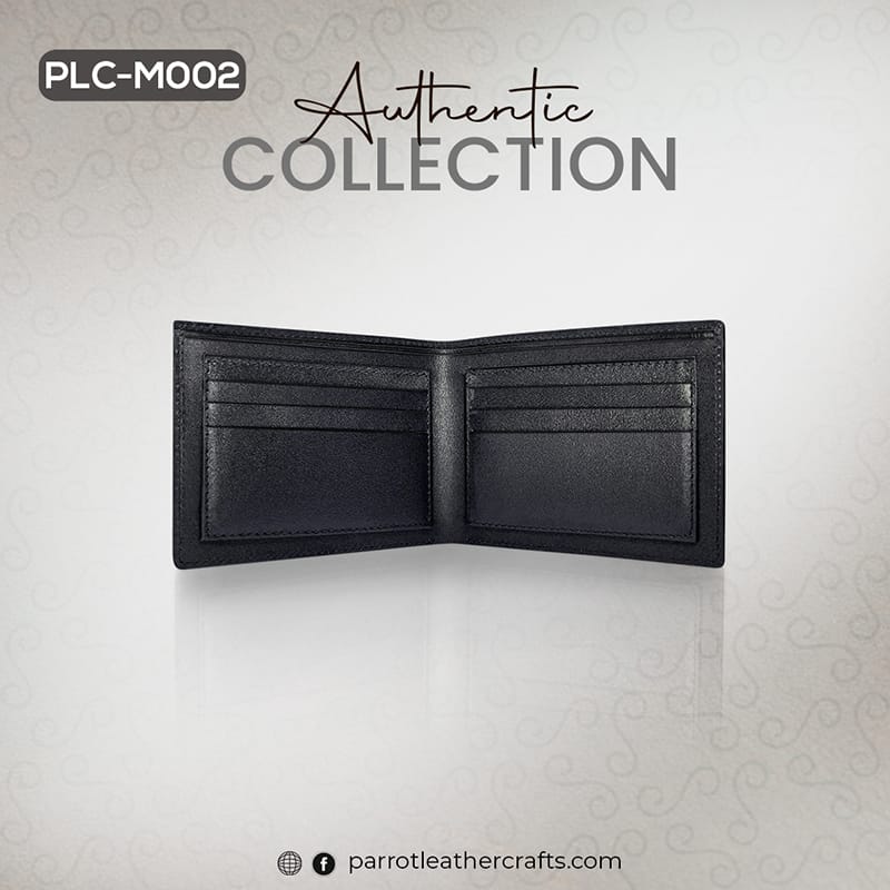 Open money bag for men filled with cash and cards to show its capacity