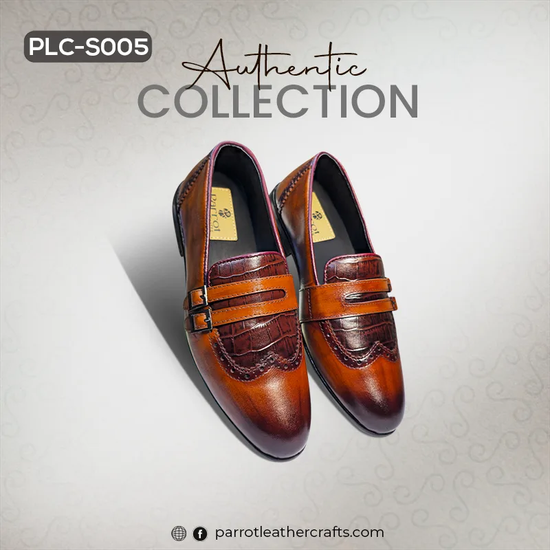 A pair of the Best Leather loafer Shoes For Men in two-tone brown, model PLC-S005