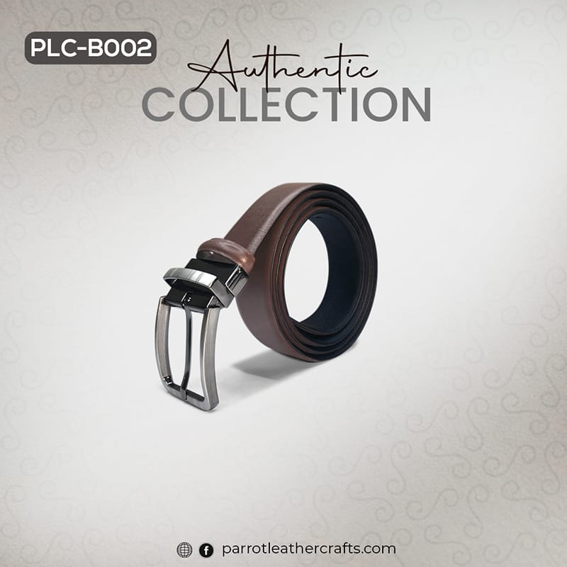 Coiled brown leather belt for men (PLC-B002) with a classic silver buckle.