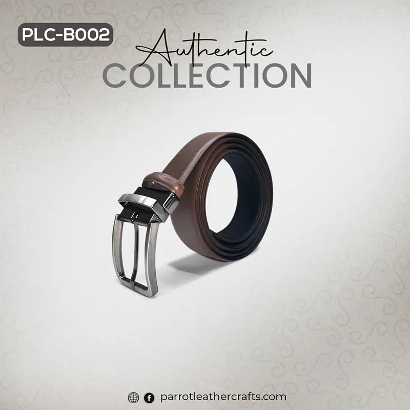 Coiled brown leather belt for men (PLC-B002) with a classic silver buckle.