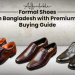Three pairs of premium leather formal shoes, illustrating a guide on the formal shoes price in Bangladesh.