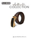 Premium Chocolate Leather Belt with Gold Automatic Buckle - PLC-B005