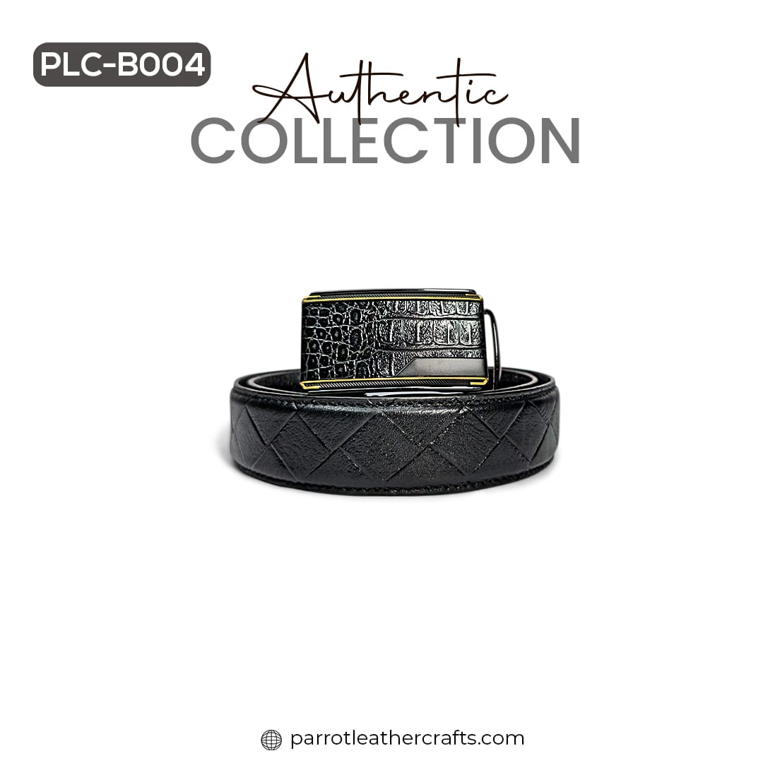 Coiled officer black belt PLC-B004 with crocodile pattern buckle