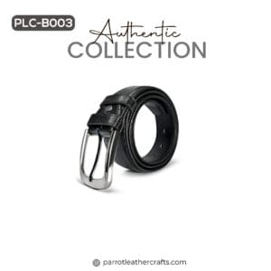 PLC-B003 premium black leather formal belt for men authentic collection