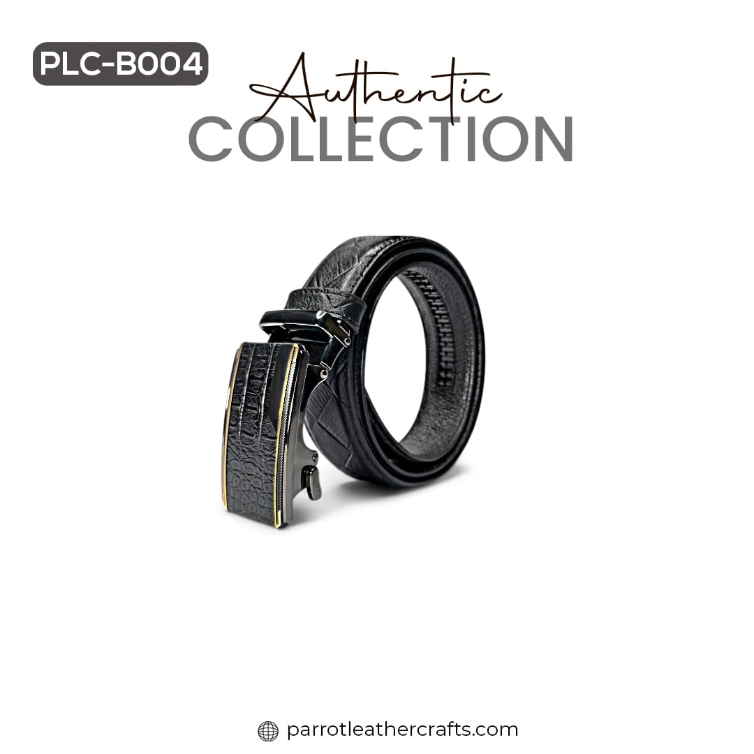 PLC-B004 premium officer black belt with stylish automatic buckle