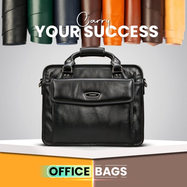 Professional black leather office bags for carrying success
